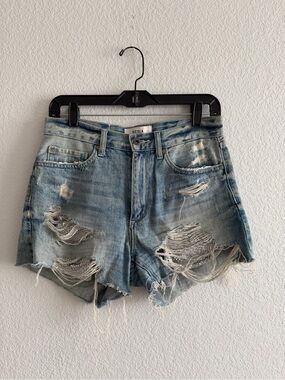 Pistola Ace High Rise 90s Cut Off Denim Shorts Silver Sequin Pocket Size 26
